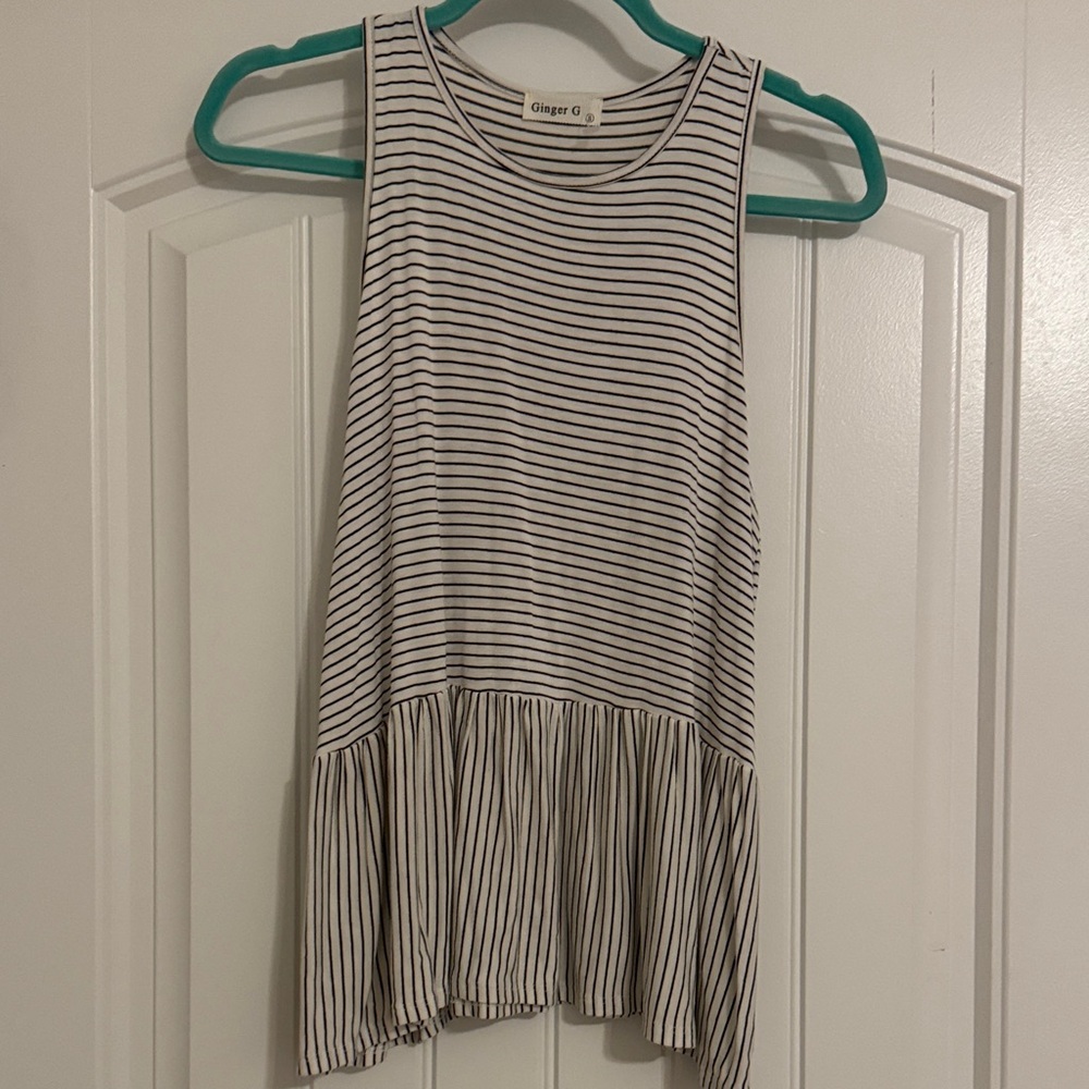 Ginger G Striped Black and White Tank Top